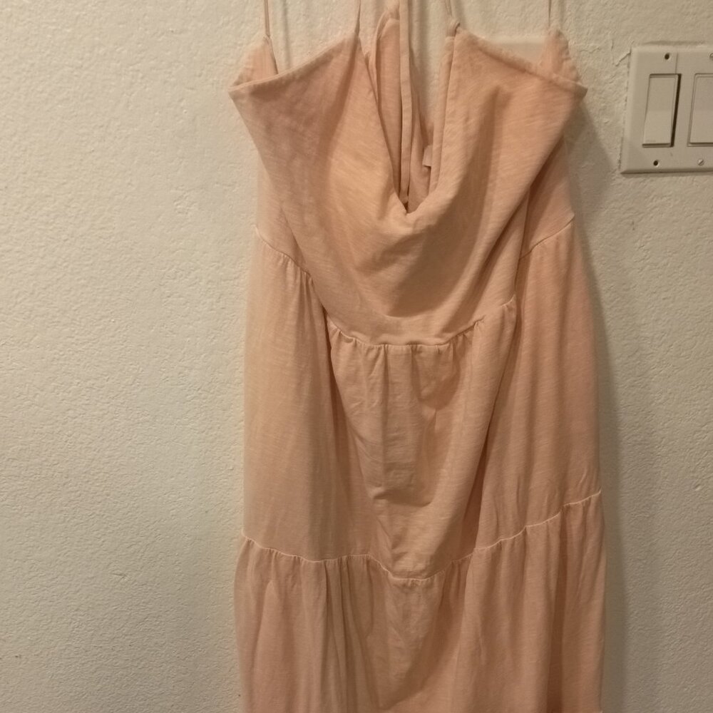 Plus size light pink long summer dress